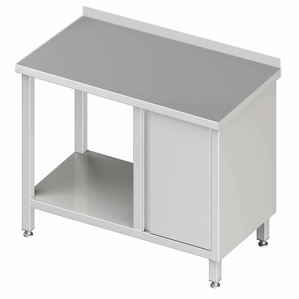 Arbeitstisch mit Boden, 280x60x85cm, mit Schrank rechts, mit Aufkantung Arbeitstisch mit Boden, 280x60x85cm, mit Schrank rechts, mit Aufkantung