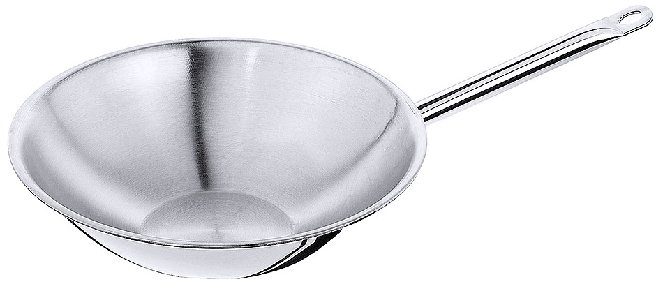 Wok ∅ 36,0 cm, aus Edelstahl, Boden flach Wok ∅ 36,0 cm, aus Edelstahl, Boden flach