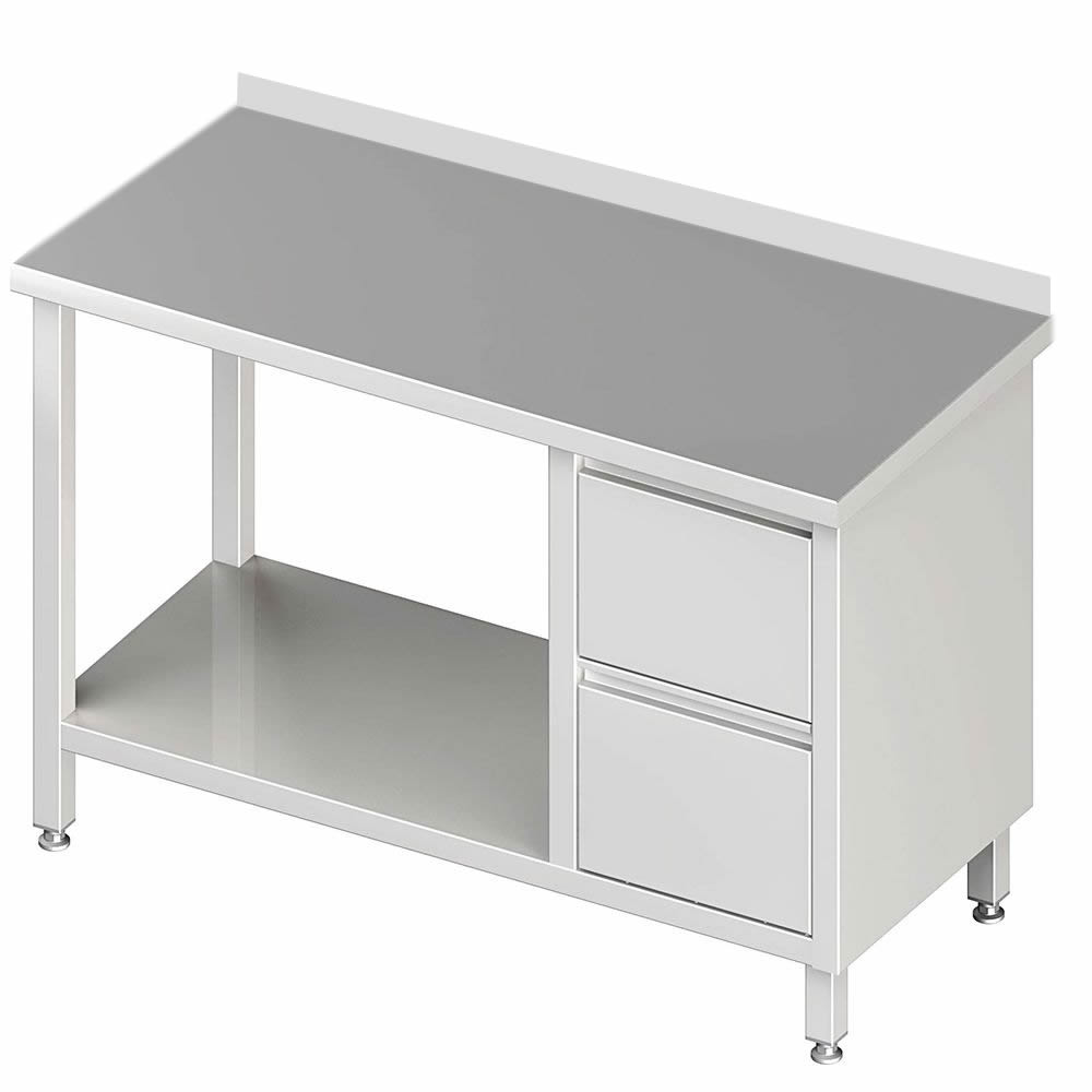 Arbeitstisch mit Boden, 280x60x85cm, 2 Schubladen rechts, mit Aufkantung Arbeitstisch mit Boden, 280x60x85cm, 2 Schubladen rechts, mit Aufkantung