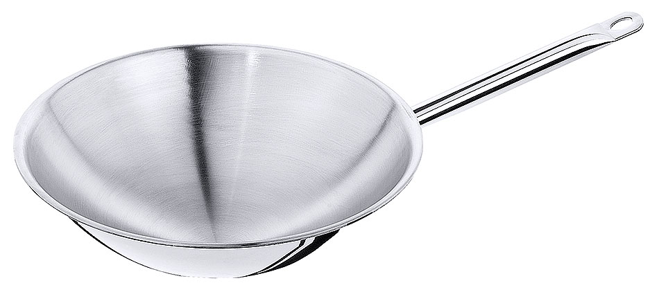 Wok ∅ 36,0 cm, aus Edelstahl, Boden rund