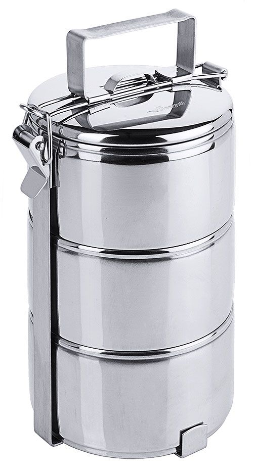 Etagen Essenträger 3-teilig- Ø 11,5cm, Behälter je 0,6 Liter Etagen Essenträger 3-teilig- Ø 11,5cm, Behälter je 0,6 Liter