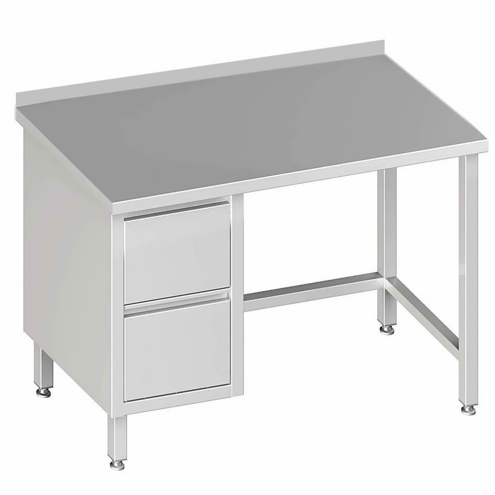 Arbeitstisch o, Boden, 280x70x85cm, 2 Schubladen links, mit Aufkantung Arbeitstisch o, Boden, 280x70x85cm, 2 Schubladen links, mit Aufkantung