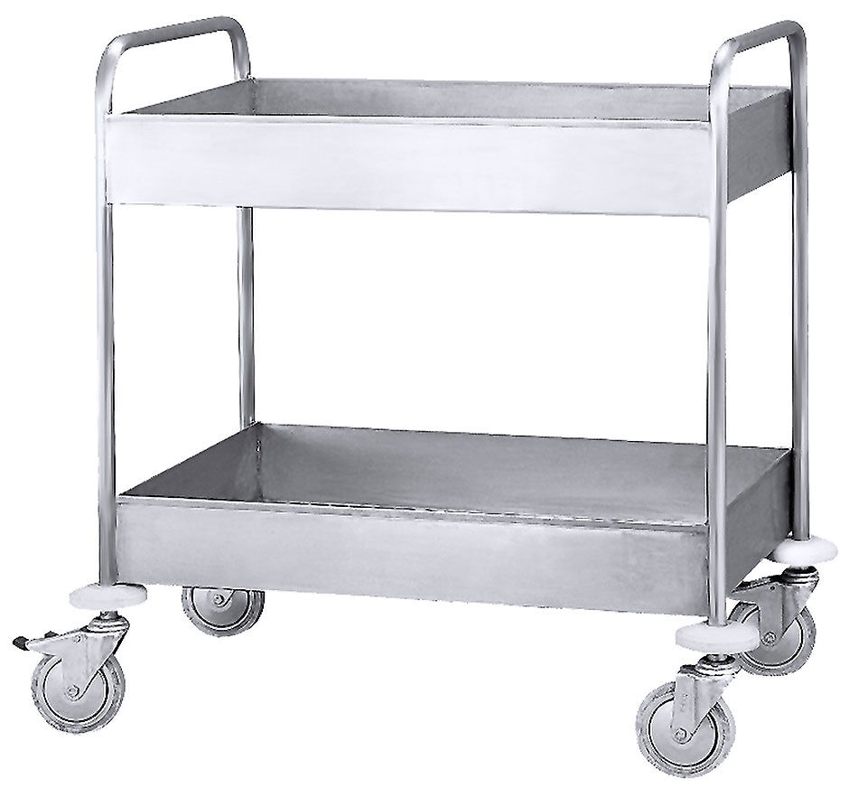 Abräumwagen für Geschirr mit 2 Böden in Edelstahl, verschweißt Abräumwagen für Geschirr mit 2 Böden in Edelstahl, verschweißt
