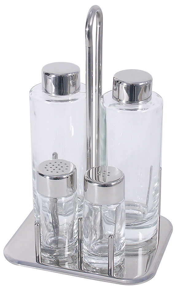 Menage Öl & Essig - Salz - Pfeffer - Maße 15,0 x 12,0 cm - Höhe 21,5 cm Menage Öl & Essig - Salz - Pfeffer - Maße 15,0 x 12,0 cm - Höhe 21,5 cm