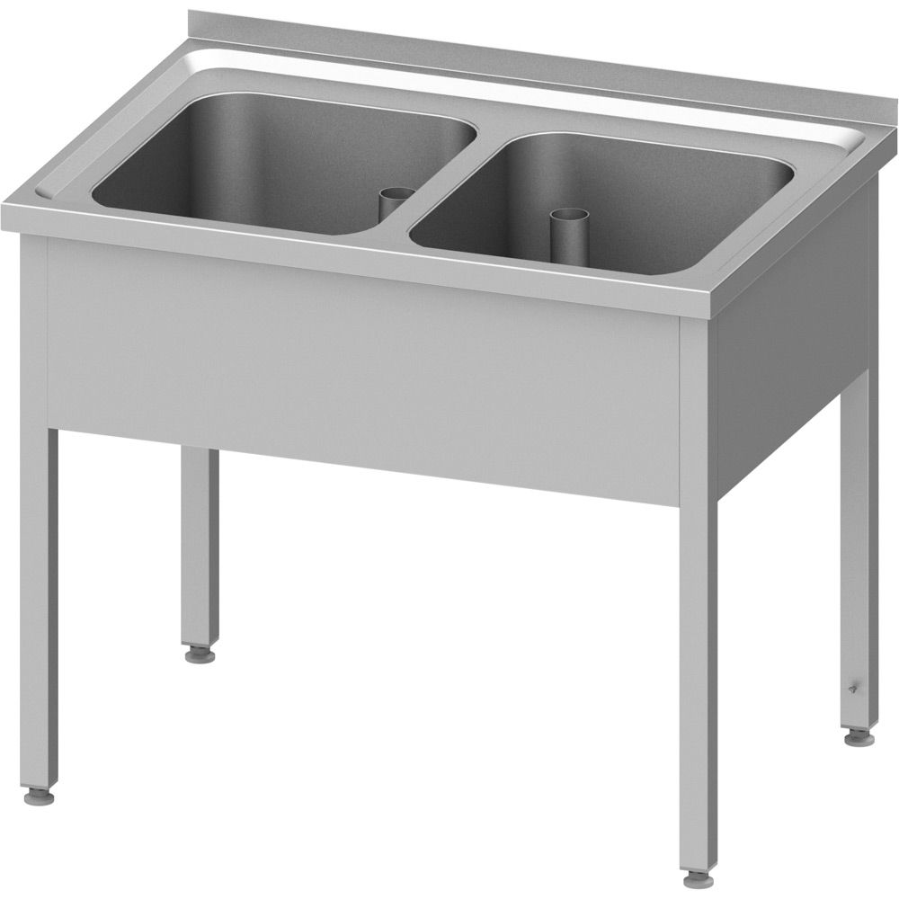 Spültisch ohne Grundboden 1000x600x850 mm, mit zwei Becken mit Aufkantung, verschweißt Spültisch ohne Grundboden 1000x600x850 mm, mit zwei Becken mit Aufkantung, verschweißt