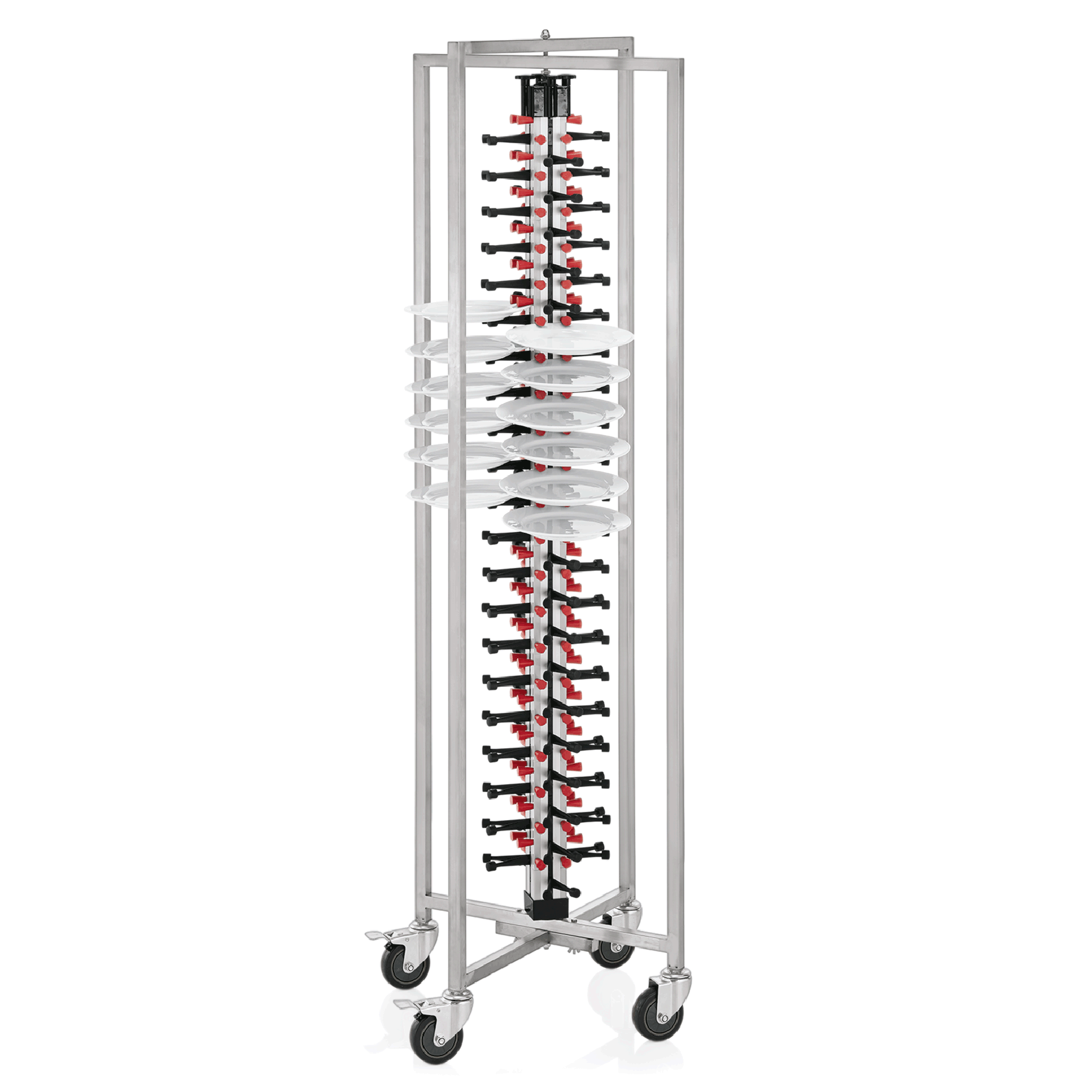 Tellerstapelsystem für 84 Teller, Standmodell mit Rollen