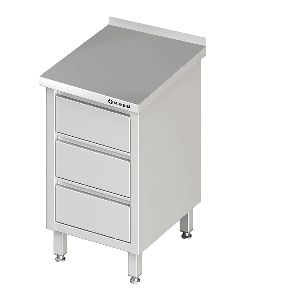 Schubladenschrank mit 3 Schubladen, 450x700x850 mm, mit Aufkantung, verschweißt Schubladenschrank mit 3 Schubladen, 450x700x850 mm, mit Aufkantung, verschweißt