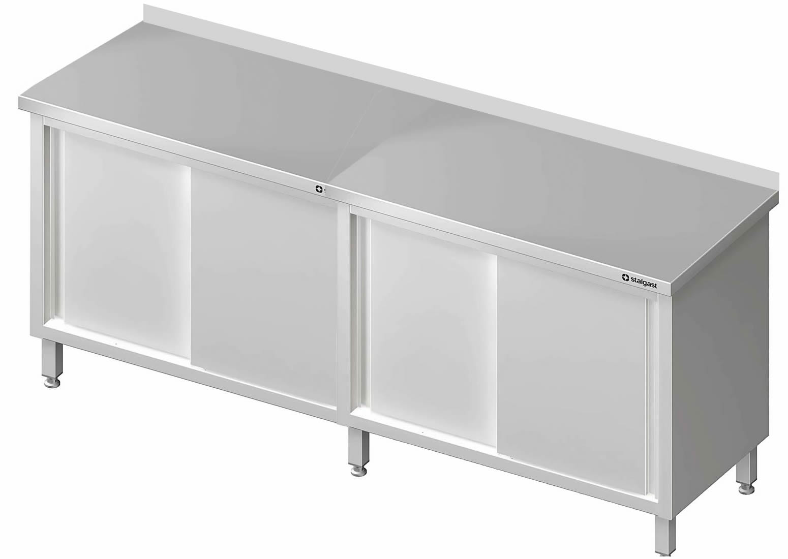 Arbeitsschrank mit Schiebetüren 200x60x85cm, mit Aufkantung Arbeitsschrank mit Schiebetüren 200x60x85cm, mit Aufkantung