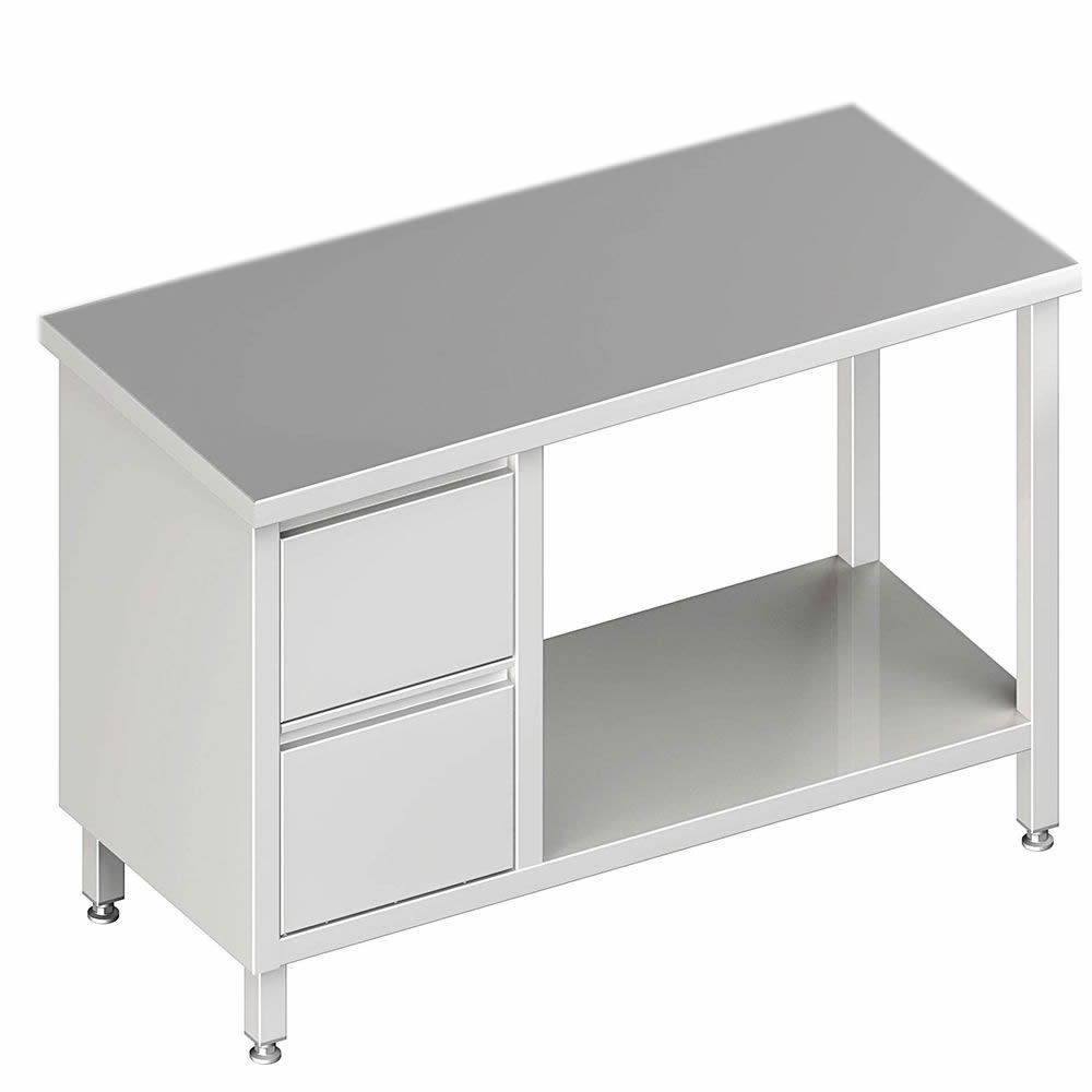 Arbeitstisch mit Grundboden, 80x60x85cm, 2 Schubladen links