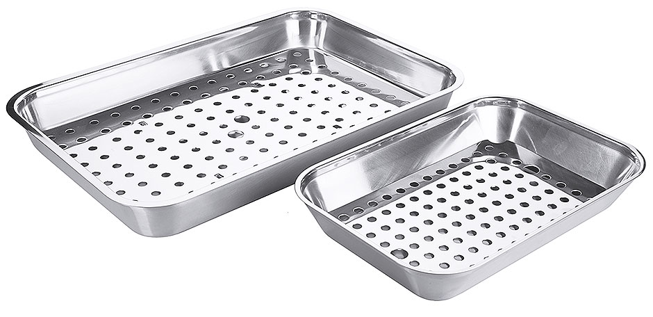 Grillschale mit gelochtem Einsatz - Länge 50 cm