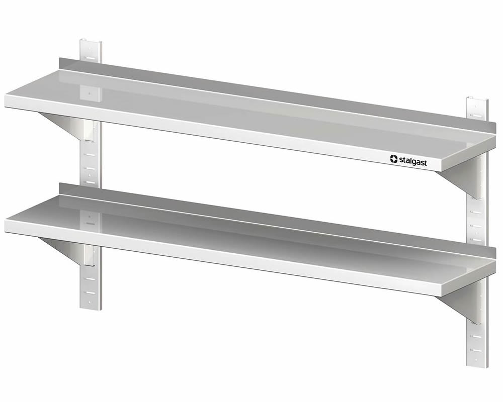 Doppel-Wandbord mit Konsolen, und Wandschienen, 1300x300x660 mm, höhenverstellbar, verschweißt