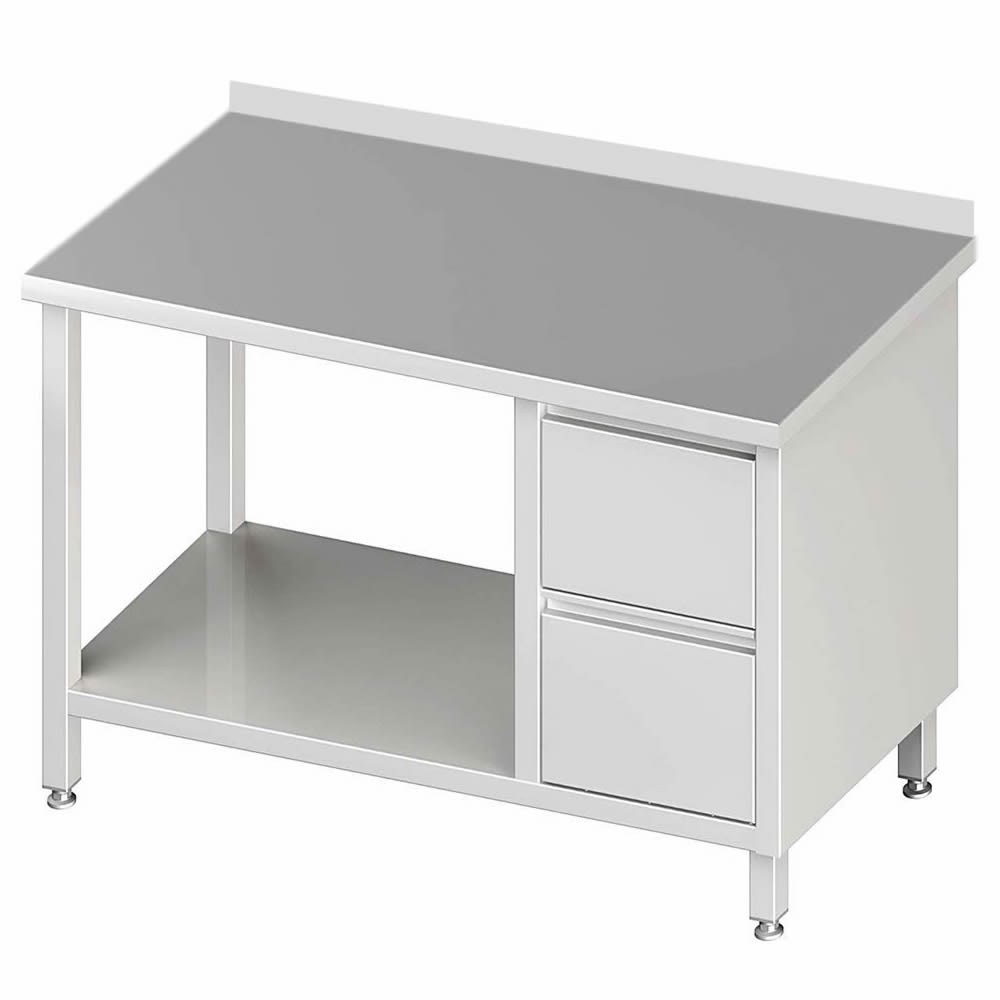 Arbeitstisch mit Boden, 280x70x85cm, 2 Schubladen rechts, mit Aufkantung Arbeitstisch mit Boden, 280x70x85cm, 2 Schubladen rechts, mit Aufkantung