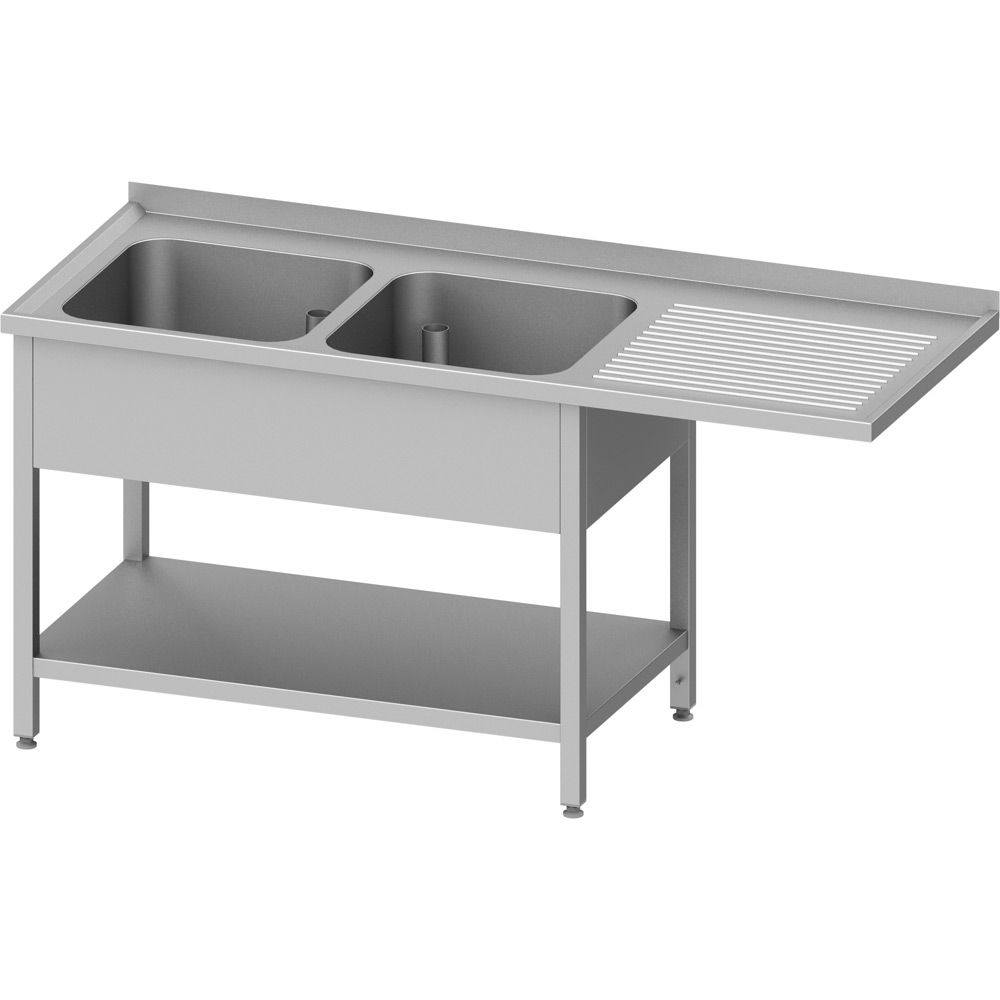 Spültisch mit Grundboden, 1800x600x900 mm, mit zwei Becken links, mit Aufkantung Spültisch mit Grundboden, 1800x600x900 mm, mit zwei Becken links, mit Aufkantung