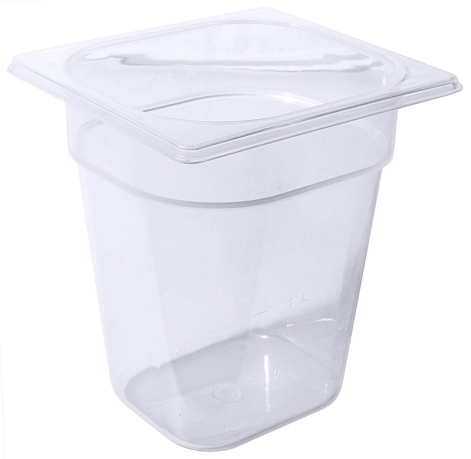 GN Behälter 1/6 - Polypropylen - 200 mm tief - Volumen 2,5 Liter GN Behälter 1/6 - Polypropylen - 200 mm tief - Volumen 2,5 Liter