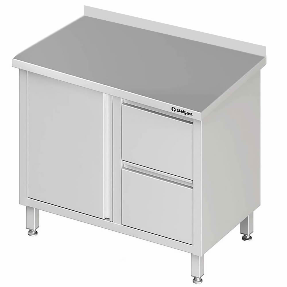 Arbeitsschrank mit 1 Flügeltür, 80x60x85cm, 2 Schubladen rechts, mit Aufkantung Arbeitsschrank mit 1 Flügeltür, 80x60x85cm, 2 Schubladen rechts, mit Aufkantung