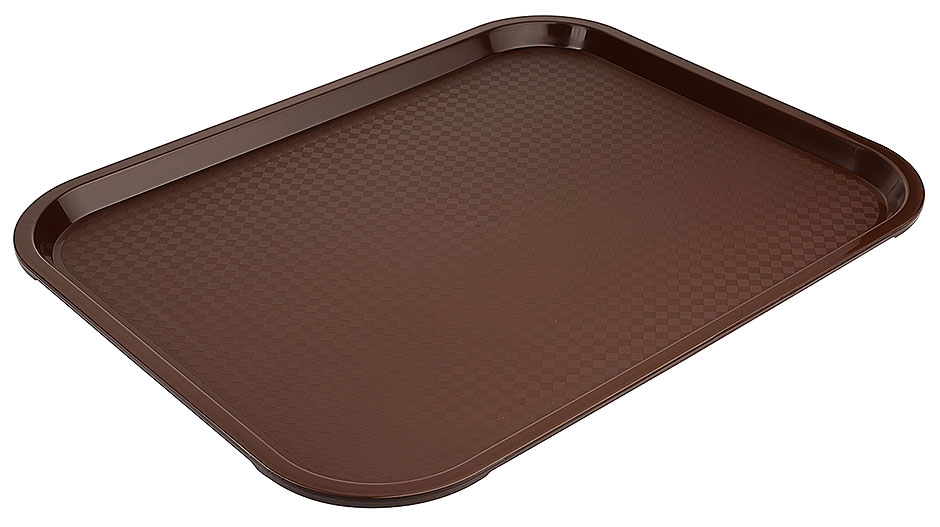 Fast Food Tablett 45 x 35cm aus Polypropylen in braun Fast Food Tablett 45 x 35cm aus Polypropylen in braun