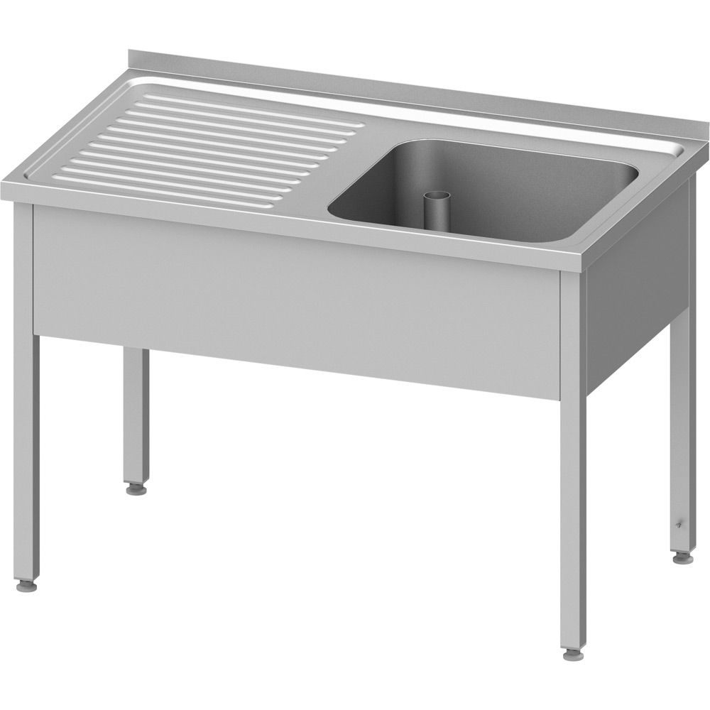 Spültisch ohne Grundboden 1300x600x850 mm, mit einem Becken rechts, mit Aufkantung, verschweißt Spültisch ohne Grundboden 1300x600x850 mm, mit einem Becken rechts, mit Aufkantung, verschweißt