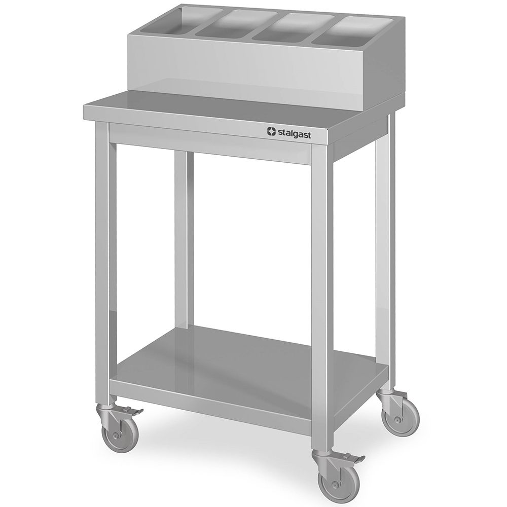 Besteck- und Tablettwagen, 655x500x1100 mm, 4 Fächer Besteck- und Tablettwagen, 655x500x1100 mm, 4 Fächer