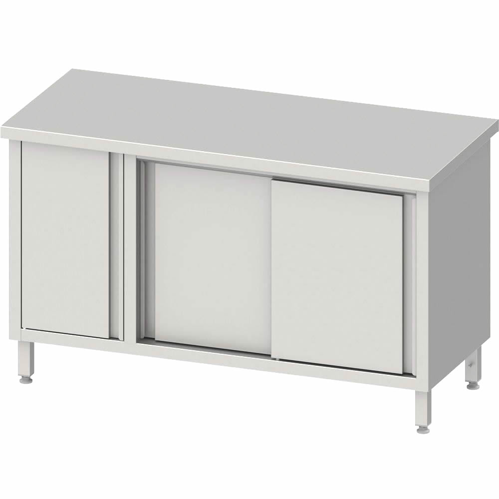 Arbeitsschrank mit Schiebetüren 200x60x85cm, mit Schrank links, ohne Aufkantung