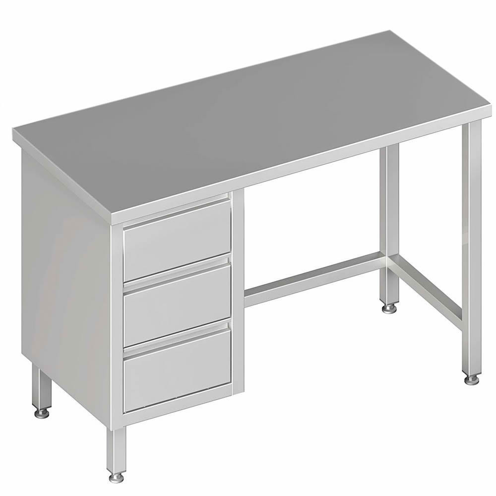Arbeitstisch ohne Boden, 200x60x85cm, 3 Schubladen links