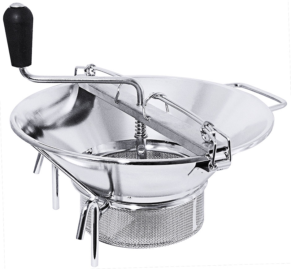 Passiergerät Edelstahl Ø 36 cm mit Siebeinsätzen Passiergerät Edelstahl Ø 36 cm mit Siebeinsätzen