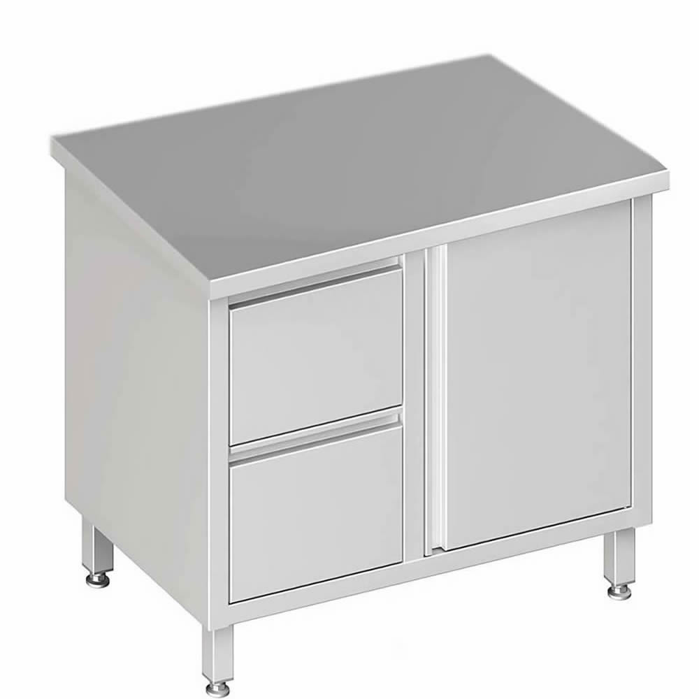 Arbeitsschrank mit 1 Flügeltür, 90x70x85cm, 2 Schubladen links