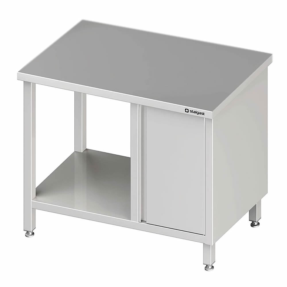 Arbeitstisch mit Boden, 80x70x85cm, mit Flügeltürschrank rechts
