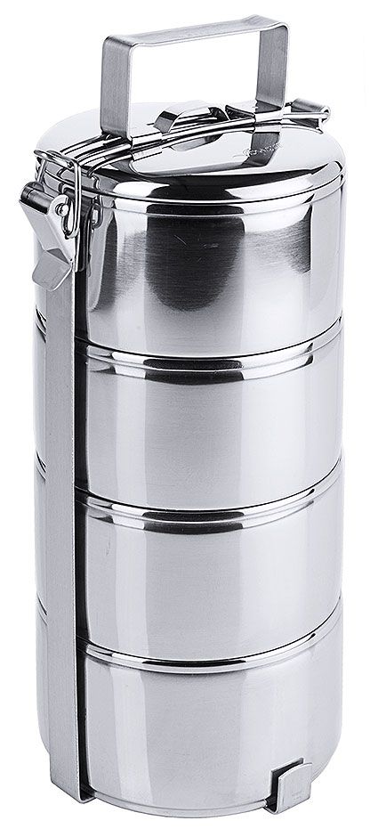 Etagen Essenträger 4-teilig- Ø 11,5cm, Behälter je 0,6 Liter Etagen Essenträger 4-teilig- Ø 11,5cm, Behälter je 0,6 Liter