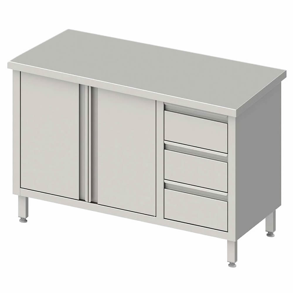 Arbeitsschrank mit 2 Flügeltüren 170x60x85cm, 3 Schubladen rechts Arbeitsschrank mit 2 Flügeltüren 170x60x85cm, 3 Schubladen rechts