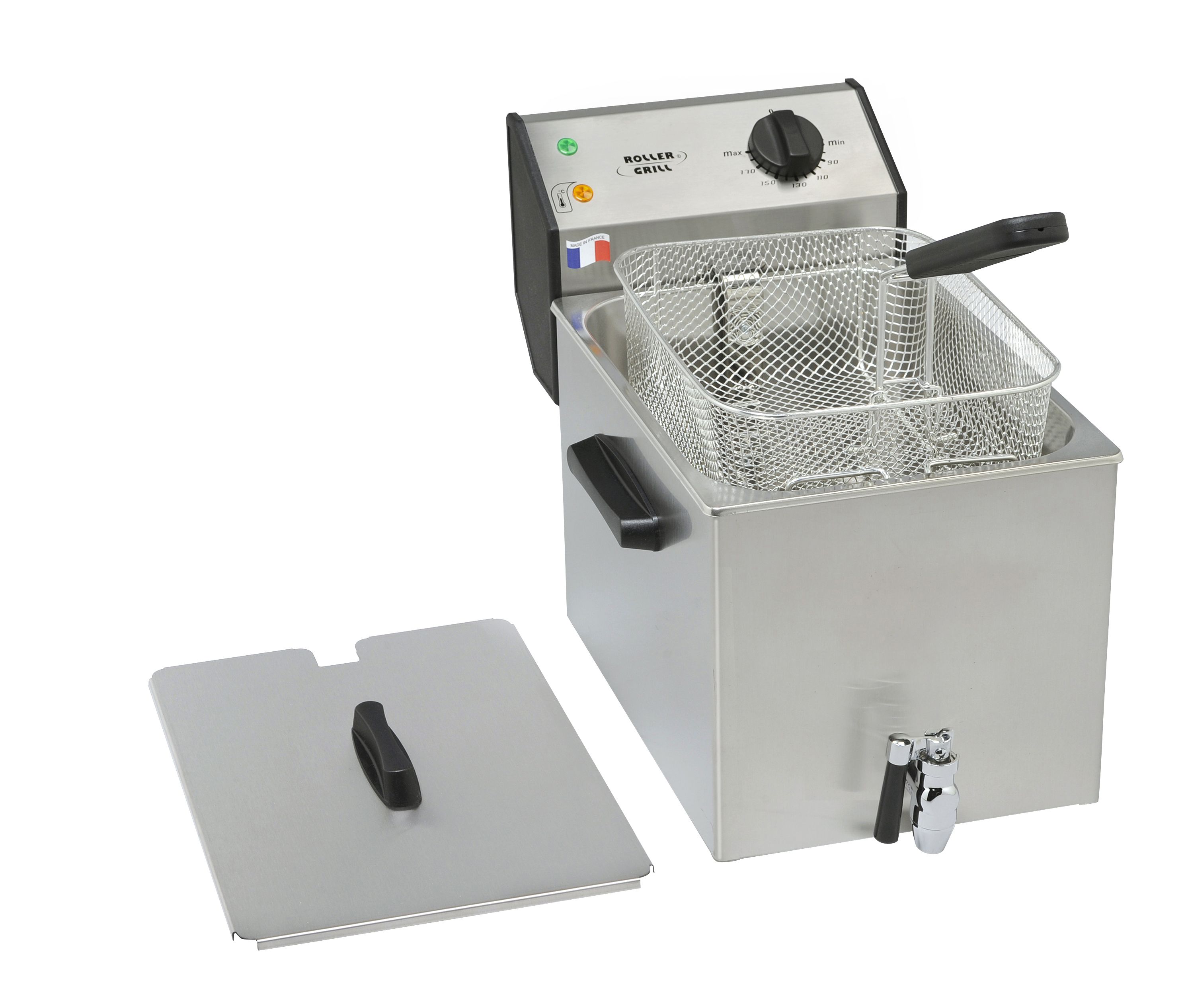 ROLLER GRILL Fritteuse mit 1 Becken 8,0 Liter - 1 x 3,6 KW mit Ablasshahn ROLLER GRILL Fritteuse mit 1 Becken 8,0 Liter - 1 x 3,6 KW mit Ablasshahn