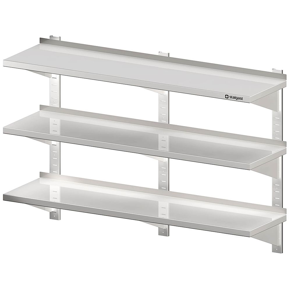 Dreifach-Wandbord mit Konsolen und Wandschienen 2000x300x930 mm höhenverstellbar. verschweißt Dreifach-Wandbord mit Konsolen und Wandschienen 2000x300x930 mm höhenverstellbar. verschweißt