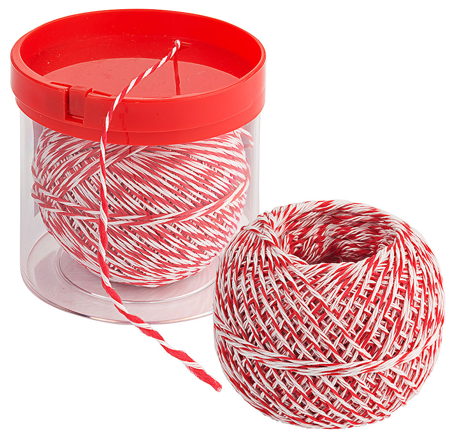 Rollbratenfaden weiß-weiß-rot - 150 Meter