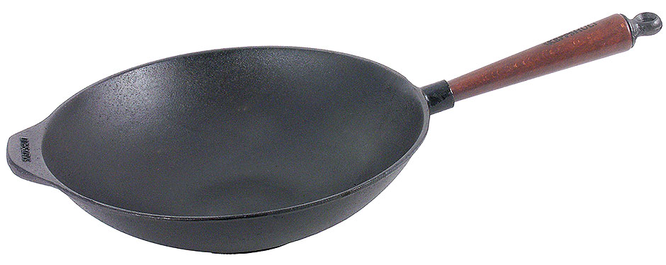 Eisenguss Wok Ø 29 cm, Höhe 8,5 cm, Ø Boden 29 cm