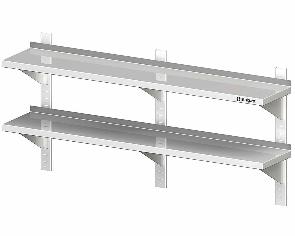 Doppel-Wandbord mit Konsolen und Wandschienen 2000x300x660 mm höhenverstellbar. verschweißt Doppel-Wandbord mit Konsolen und Wandschienen 2000x300x660 mm höhenverstellbar. verschweißt