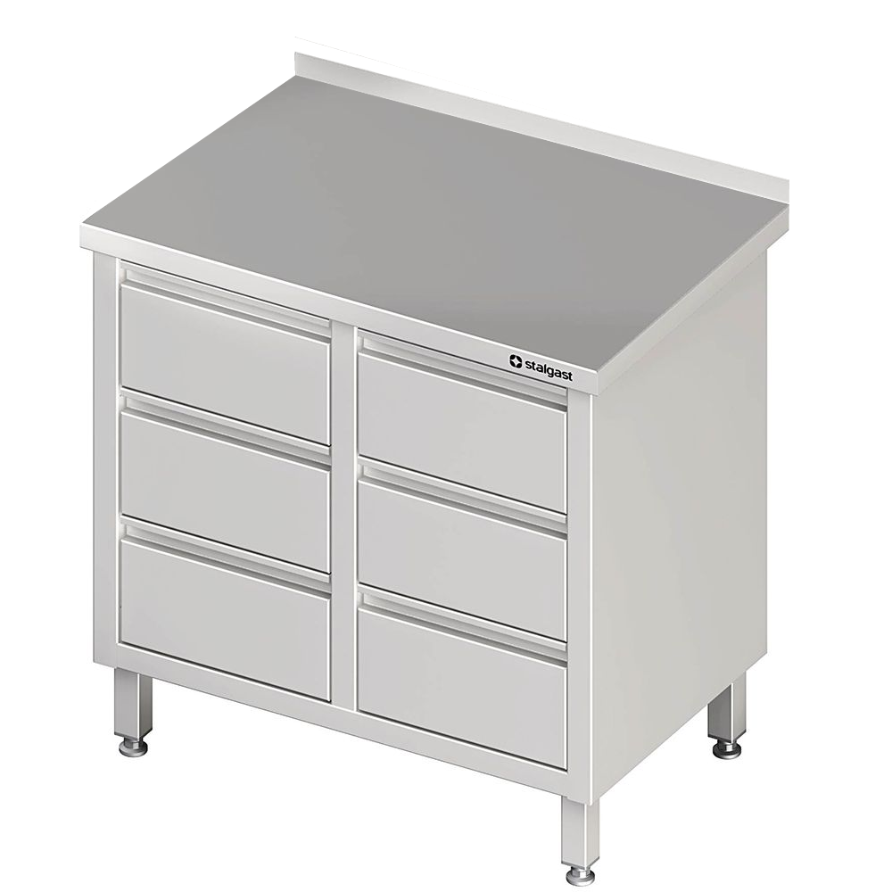 Schubladenschrank mit 2x3 Schubladen, 840x700x850 mm, Aufkantung Schubladenschrank mit 2x3 Schubladen, 840x700x850 mm, Aufkantung