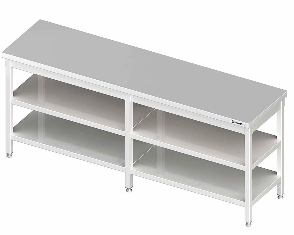 Arbeitstisch 280x60x85cm, Grund- & Zwischenboden, mit Aufkantung Arbeitstisch 280x60x85cm, Grund- & Zwischenboden, mit Aufkantung