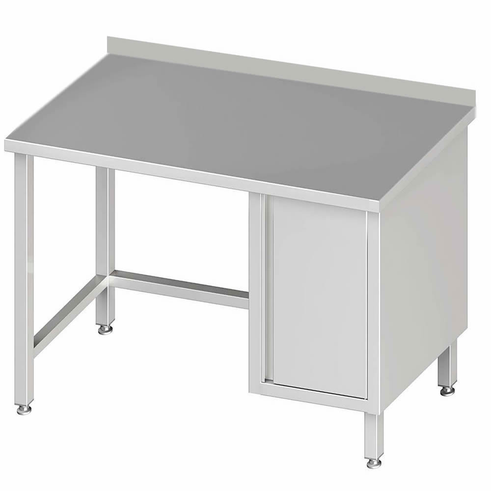 Arbeitstisch ohne Boden, 280x70x85cm, mit Flügeltürschrank rechts, mit Aufkantung Arbeitstisch ohne Boden, 280x70x85cm, mit Flügeltürschrank rechts, mit Aufkantung