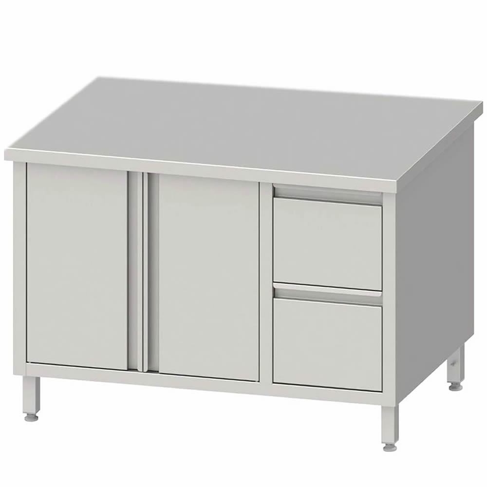 Arbeitsschrank mit 2 Flügeltüren, 190x70x85cm, 2 Schubladen rechts Arbeitsschrank mit 2 Flügeltüren, 190x70x85cm, 2 Schubladen rechts