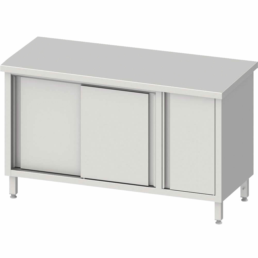 Arbeitsschrank mit Schiebetüren 200x60x85cm, mit Schrank rechts, ohne Aufkantung Arbeitsschrank mit Schiebetüren 200x60x85cm, mit Schrank rechts, ohne Aufkantung