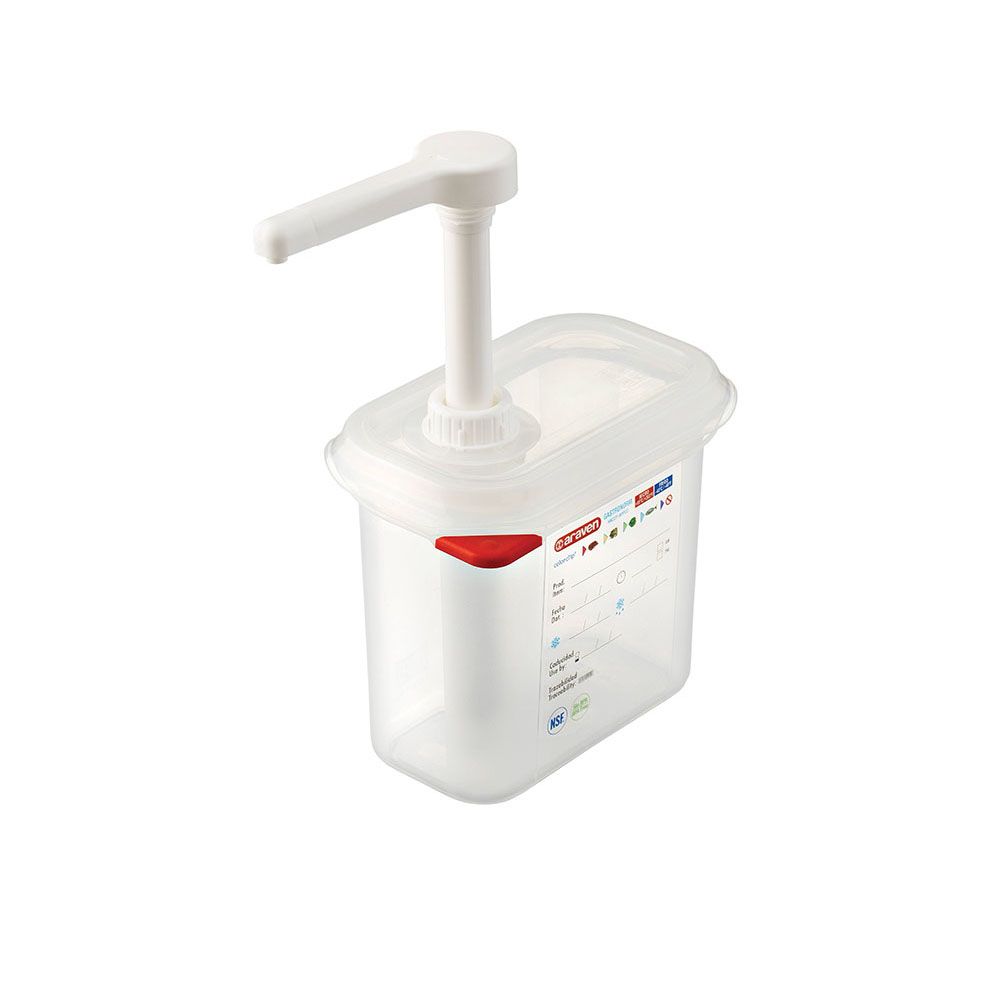 Pumpspender GN 1/9 aus Polypropylen, Inhalt 1,5 Liter Pumpspender GN 1/9 aus Polypropylen, Inhalt 1,5 Liter