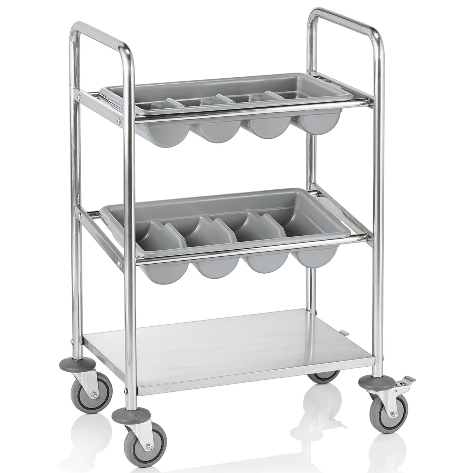 Besteckwagen, 63x40x96cm aus Chromnickelstahl Besteckwagen, 63x40x96cm aus Chromnickelstahl