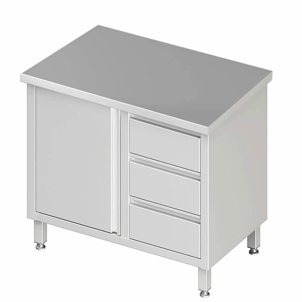 Arbeitsschrank mit 1 Flügeltür 80x60x85cm, 3 Schubladen rechts Arbeitsschrank mit 1 Flügeltür 80x60x85cm, 3 Schubladen rechts