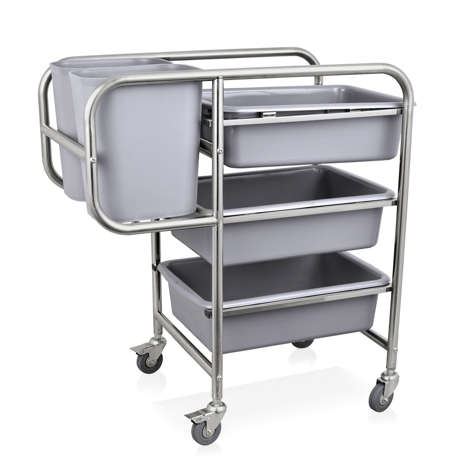 Geschirrabräumwagen, 80 x 44 x 93 cm, Chromnickelstahl Geschirrabräumwagen, 80 x 44 x 93 cm, Chromnickelstahl