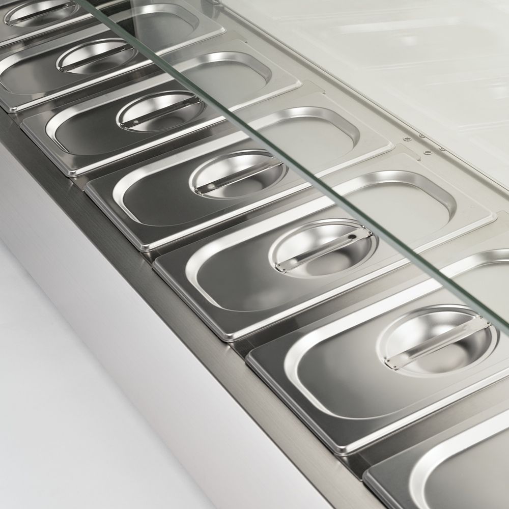 STARLINE Kühlaufsatzvitrine für 7x GN 1/3 mit Glas-Hygieneschutz STARLINE Kühlaufsatzvitrine für 7x GN 1/3 mit Glas-Hygieneschutz