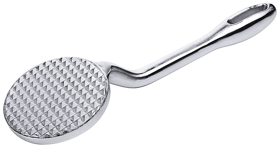 Fleischklopfer Ø 9,5 cm - Stiellänge 29,5 cm - Gewicht 0,75 kg - geriffelt