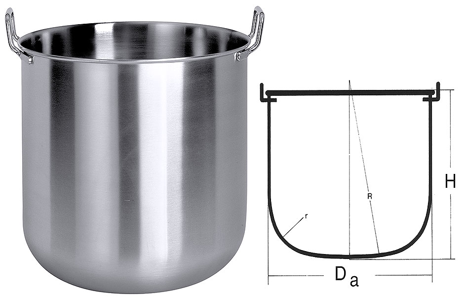 Maschinenkessel Ø innen 265mm, Inhalt 10 Liter, Höhe 200mm