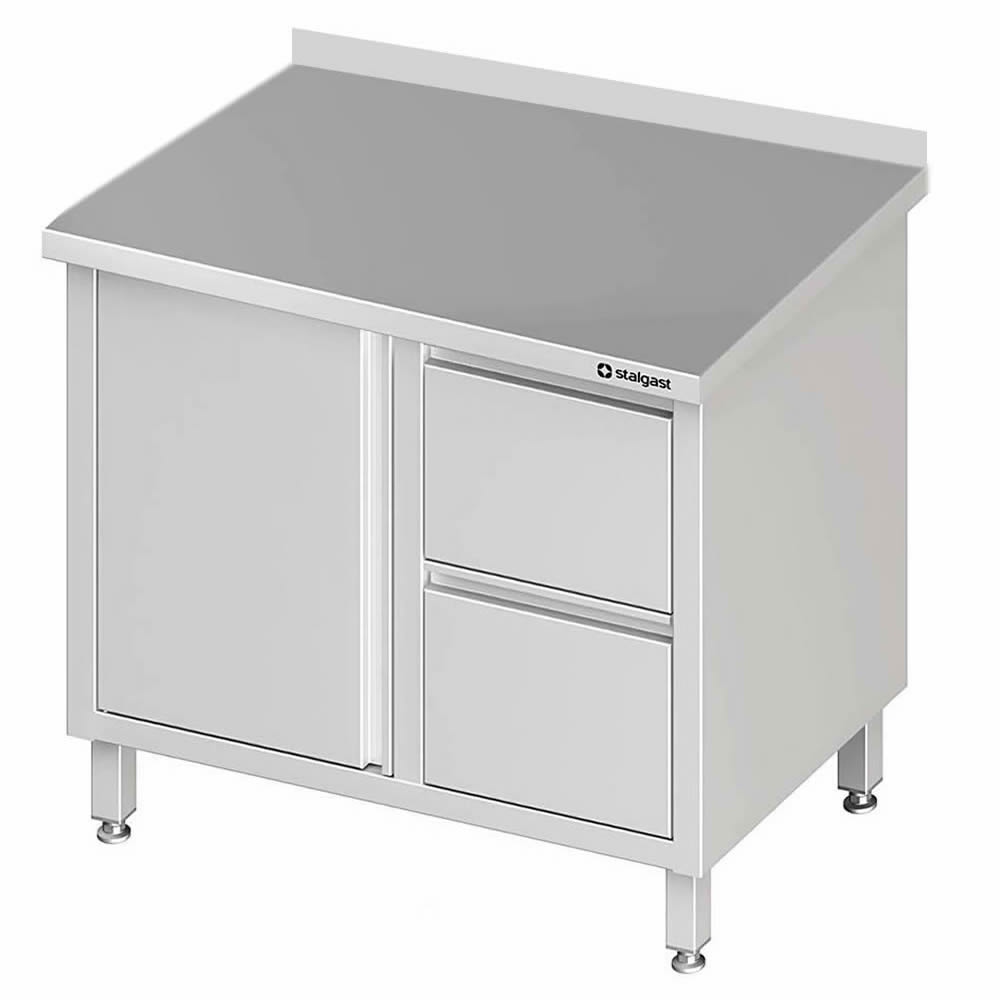 Arbeitsschrank mit 1 Flügeltür 100x70x85cm, 2 Schubladen rechts, mit Aufkantung Arbeitsschrank mit 1 Flügeltür 100x70x85cm, 2 Schubladen rechts, mit Aufkantung