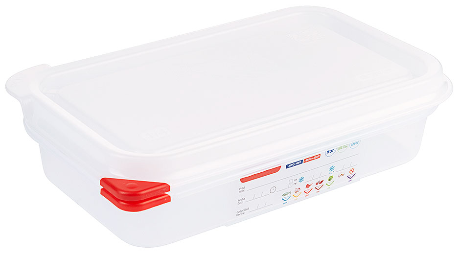 Lebensmittelbehälter GN 1/4 - Tiefe 6,5 cm - Volumen 1,8 Liter Lebensmittelbehälter GN 1/4 - Tiefe 6,5 cm - Volumen 1,8 Liter