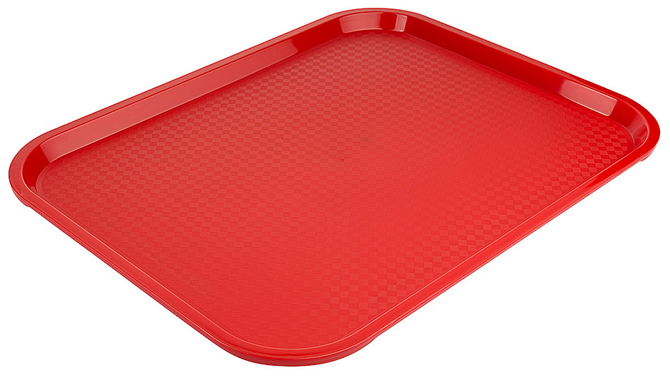 Fast Food Tablett 45 x 35cm aus Polypropylen in rot Fast Food Tablett 45 x 35cm aus Polypropylen in rot